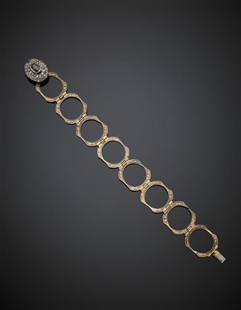 Bracciale trasformabile in anello in oro rosso 333/1000 e argento rifinito con