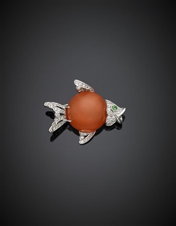 FEMINI
Broche/pendente a guisa di pesce palla in oro bianco rifinita con diaman