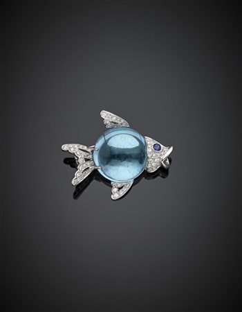 FEMINI
Broche/pendente a guisa di pesce palla in oro bianco rifinita con diaman