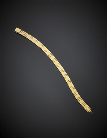 CHIMENTO
Bracciale modulare in oro giallo, rosa e bianco, g 30,03, lungh. cm 18