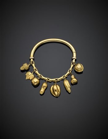 GI-RO-VI
Bracciale semirigido in oro giallo con charms a guisa di frutti, g 37,
