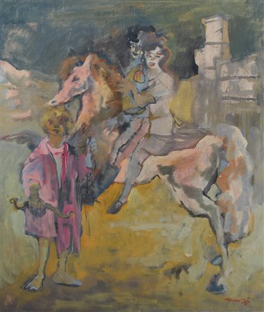 MINO MACCARI, Figure con cavallo, '80