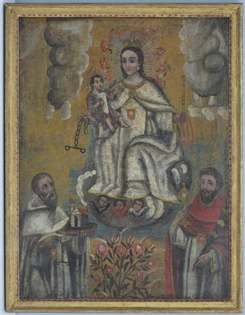 Ignoto "Madonna con Bambino e Santi" olio su tela (cm 70x52,5)