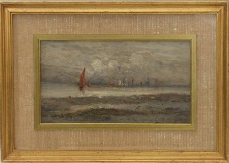 Giacinto Corsi di Bosnasco "Sinfonie in grigio" olio su tavola (cm 18.7x33.6) Fi