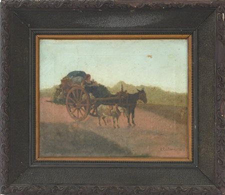 Ignoto del XIX Secolo "Il carro" 1862, olio su tela (cm 25.5x33) Reca firma E.D