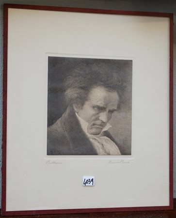 Bruno Bersa "Beethoven" acquaforte (cm 41x31 il foglio) firmata e titolata in b