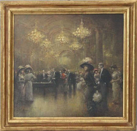 Copia da Pompeo Mariani "Casinò di Sanremo" olio su tela (cm 65x71) Reca iscriz