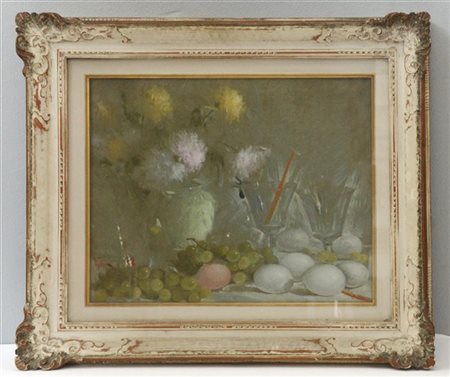 Enrico Felisari "Natura morta" 1957, olio su tela (cm 40x50) Firmato e datato in