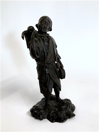 Scultura in bronzo raffigurante contadino. Giappone, periodo Meiji , sec. XX (h