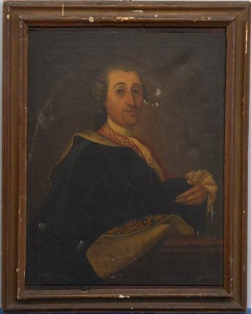 Scuola italiana del secolo XVIII "Ritratto di uomo" Olio su tela (cm 50x76) In