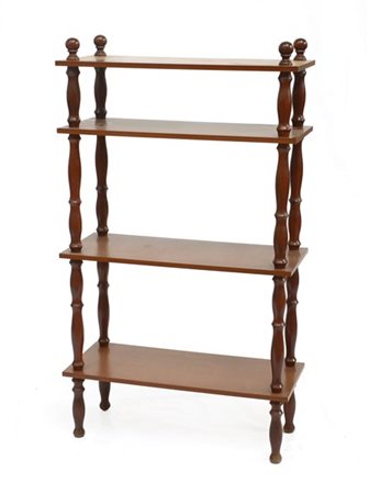 Etagere in legno a quattro ripiani con montanti torniti (cm 70x123x30) (difetti