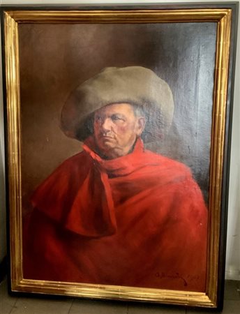Alberto Bianchi "Ritratto di uomo con cappello" 1907, olio su tela (cm 90x75) (d