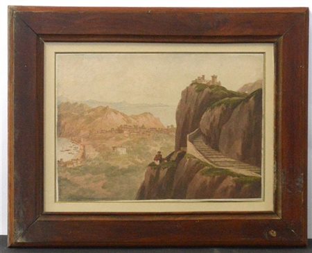 John Warwick Smith "Capri" acquerello su carta (cm 25.5x35.5) Al retro: titola