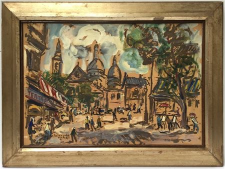 Balansino "Parigi" tecnica mista su tela (cm 45x65) firmato in basso a sinistra,