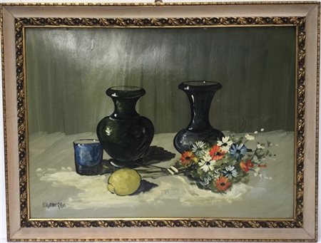Gamurro "Natura morta" olio su tela (cm 50x70) firmato in basso a sinistra, in c