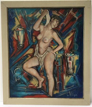 Vitali Libero "Marilena vince la solitudine" olio su tela (cm 60x50) firmato in