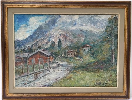 Carlo Aimetti "Dolomiti di Brenta" 1973 olio su tela (cm 50x70) firmato e datato