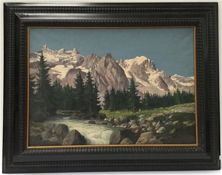 A. Beisone "La catena del Monte Bianco" olio su tela (cm 50x70) firmato in basso