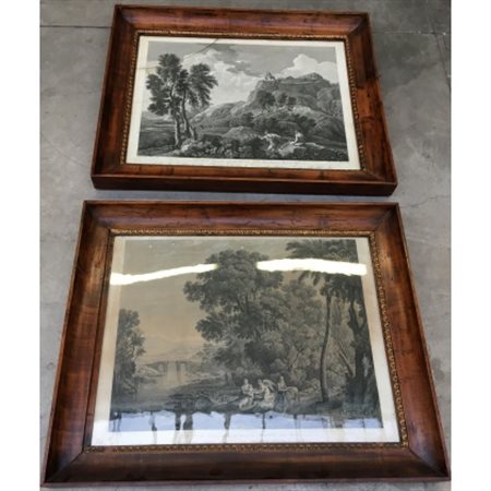 Volpato - Parboni
Due incisioni raffiguranti dipinti da Poussine Lorrain (cm 50