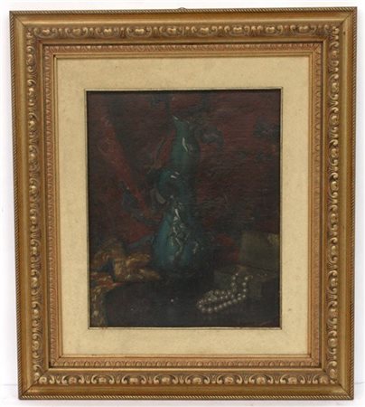 Maestro dei primi del secolo XX "Il vaso verde" olio su tela (cm 40x32) firma i