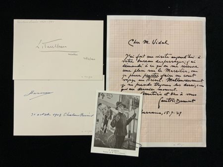 [AERONAUTICA - AUTOGRAFI] Lotto di 3 autografi di pionieri dell'aviazione: Paul