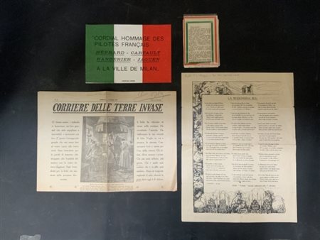 [PRIMA GUERRA MONDIALE - AERONAUTICA] Lotto di 4 manifesti lanciati da aerei e