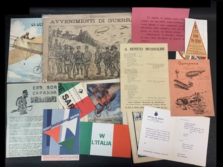 [PRIMA GUERRA MONDIALE - AVIAZIONE]. Lotto con materiale e documenti dedicati a