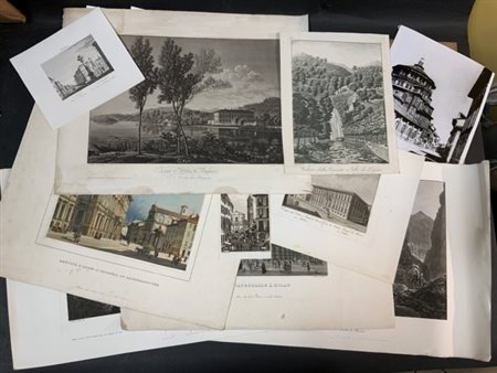 [LOMBARDIA - MILANO - COMO - LECCO]. Scatola contenente stampe, documenti, avvi