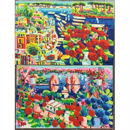 Athos Faccincani
"Senza titolo". Lotto composto da due serigrafie su tela raffi