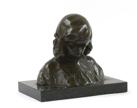 Antonio Rescaldani "Bimba" scultura in bronzo (h cm 19) poggiante su base in mar