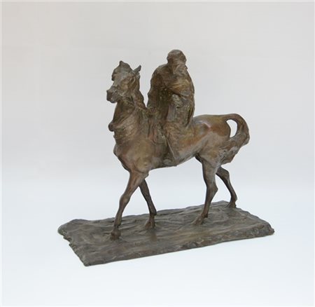 A. De Conciliis - ''Cavaliere berbero'', scultura in bronzo (cm 39x36x19) firma
