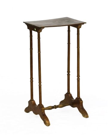 Tavolino d'appoggio con piano dipinto e sostegni a finto bamboo (cm 36x68x38) (