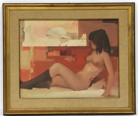 Italo Calvari "Nudo sdraiato" olio su tela (cm 40x50) firmato in basso a destra,