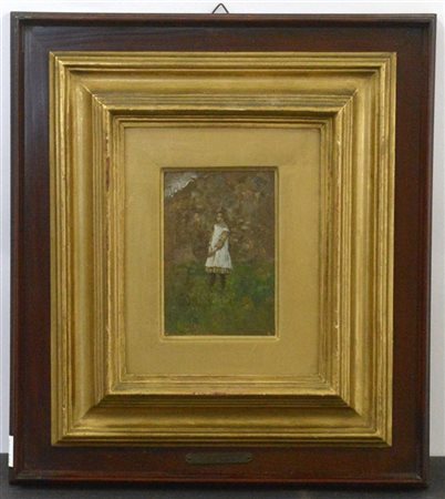 Roberto Fontana (Attribuito) "Bimba" olio su compensato (cm 12x8) Al retro: timb