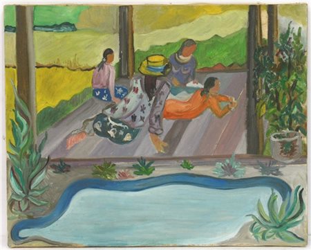 Ignoto del secolo XX "Il riposo" olio su tela (cm 40x50)