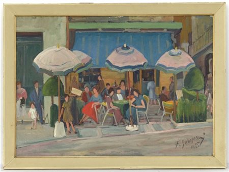 Ferruccio Garopesani "Al Bistrot" olio su tela (cm 50x70) firmato e datato in ba