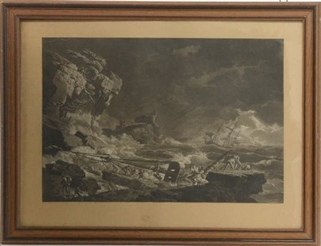 Da Vernet "Scena di naufragio" acquatinta (cm 45x64) reca firma dell'incisore a