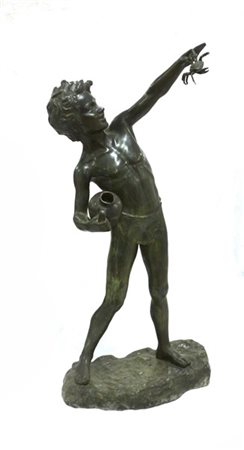 Ignoto "Il pescatore di granchi" scultura in bronzo (h cm 124) firmato De Marti