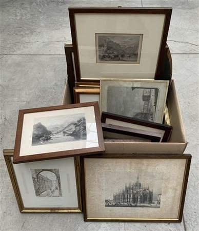 Cartone contenente numerose incisioni e riproduzioni di soggetti, autori e dime