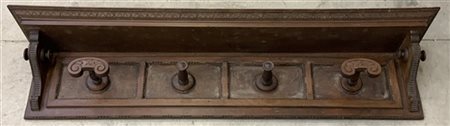 Attaccapanni da parete in legno con decori intagliati (cm 138x29x23) (difetti)