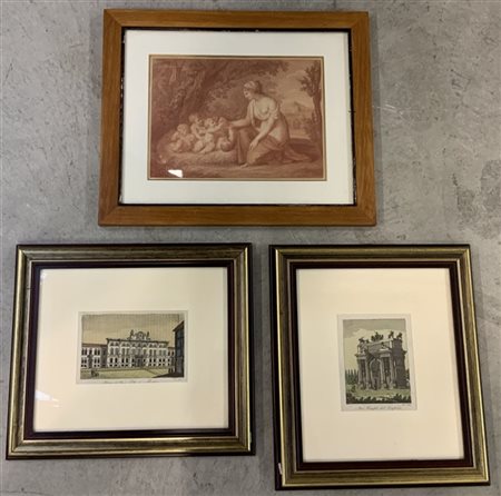 Lotto composto da un'incisione da Bartolozzi raffigurante Venere con amorini e