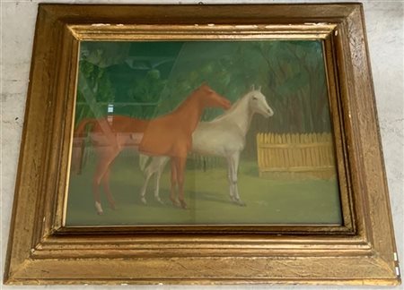 Tullio Dell'Anese "Cavalli" olio su tela (cm 49x65), firmato, titolato e datato