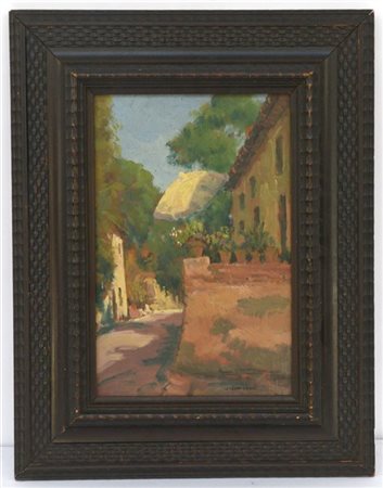 Giancarlo Carmignani "Case" olio su tavola (cm 30x20) firmato in basso a destra