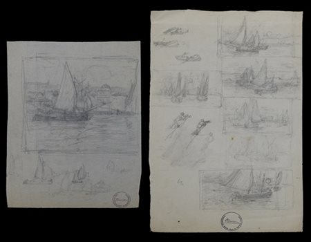 Giuseppe Barison "Studio di marine" e "Verso Palazzo Carciotti, Trieste" due dis