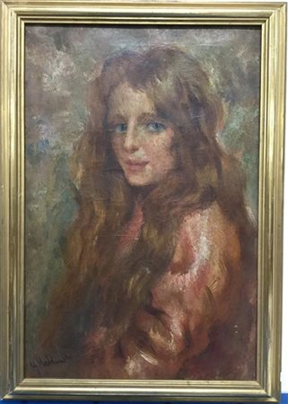 Giuseppe Maldarelli "Ritratto di giovane donna" olio su tela (cm 61,5x41) in cor