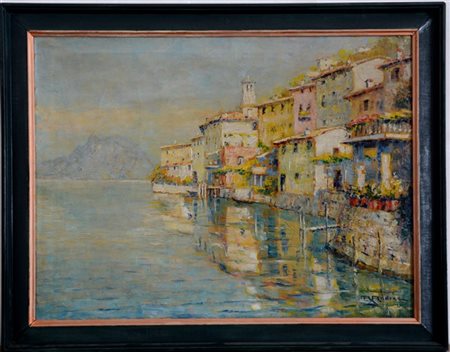 Rudolf Andree "Riva del Garda" olio su tela (cm 60x80) Firmato in basso a destra