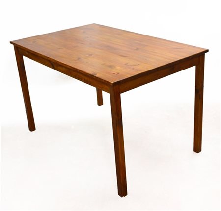 Tavolo rustico in legno dolce, gambe squadrate (cm 120x74x75) (difetti)