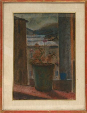 Ottorino Garosio "Annincio l'inverno" Pastelli (cm 50x38) al retro cartiglio "R