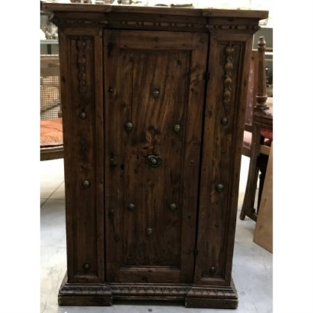 Credenza ad un'anta in legno scolpito con applicazioni in metallo dorato (cm 65