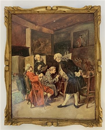 Firma indecifrata, ''l'amatore di stampe'', copia di un dipinto del XVIII sec.